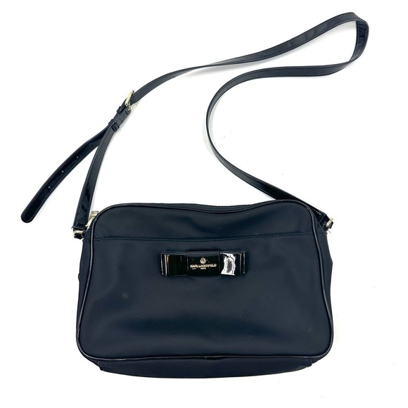 Karl Lagerfeld Handbags - Karl Lagerfeld Paris Penny Nylon Messenger Crossbody Bag Black Purse Logo Bow